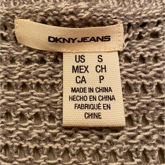 Taupe DKNY Jeans Womens Knit Cardigan 3/4 Length Sleeves Small - Picture 5 of 9